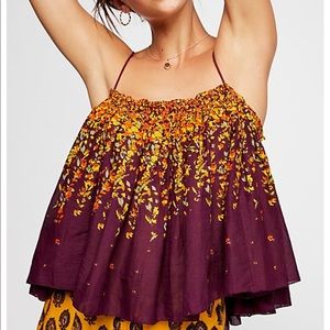 Free People Tops - Free People maroon yellow floral print tank top M Free People Tops - Free People maroon yellow floral print tank top M